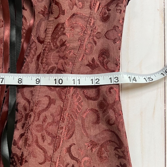 Corset Bustier – Brown Damask Lace-Up – Women’s Medium – Excellent Condition - Picture 6 of 10